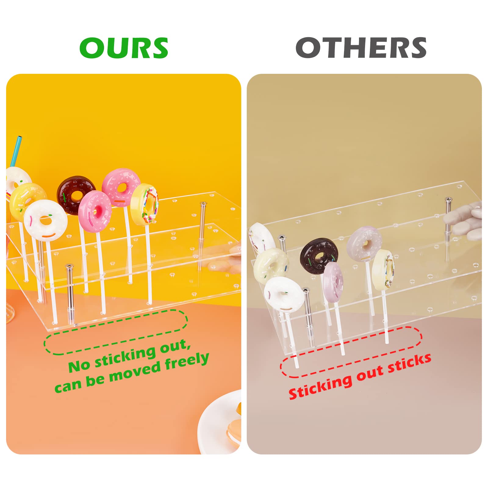 NiHome Cake Pop Stand 24 Holes Aryclic Display Stands for Dessert Table 2-Tier Cupcake Lollipop Candy Display for Wedding Party Anniversary Holiday Celebration (Rectangle) - Image 2
