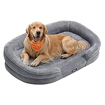 Feandrea Cuccia per Cani di Taglia Grande, 106 x 76 x 18 cm, Ortopedica, Rivestimento Impermeabile, Bordi Rialzati, Sfoderabile e Lavabile, Antiscivolo, Grigio Chiaro PGW283G01