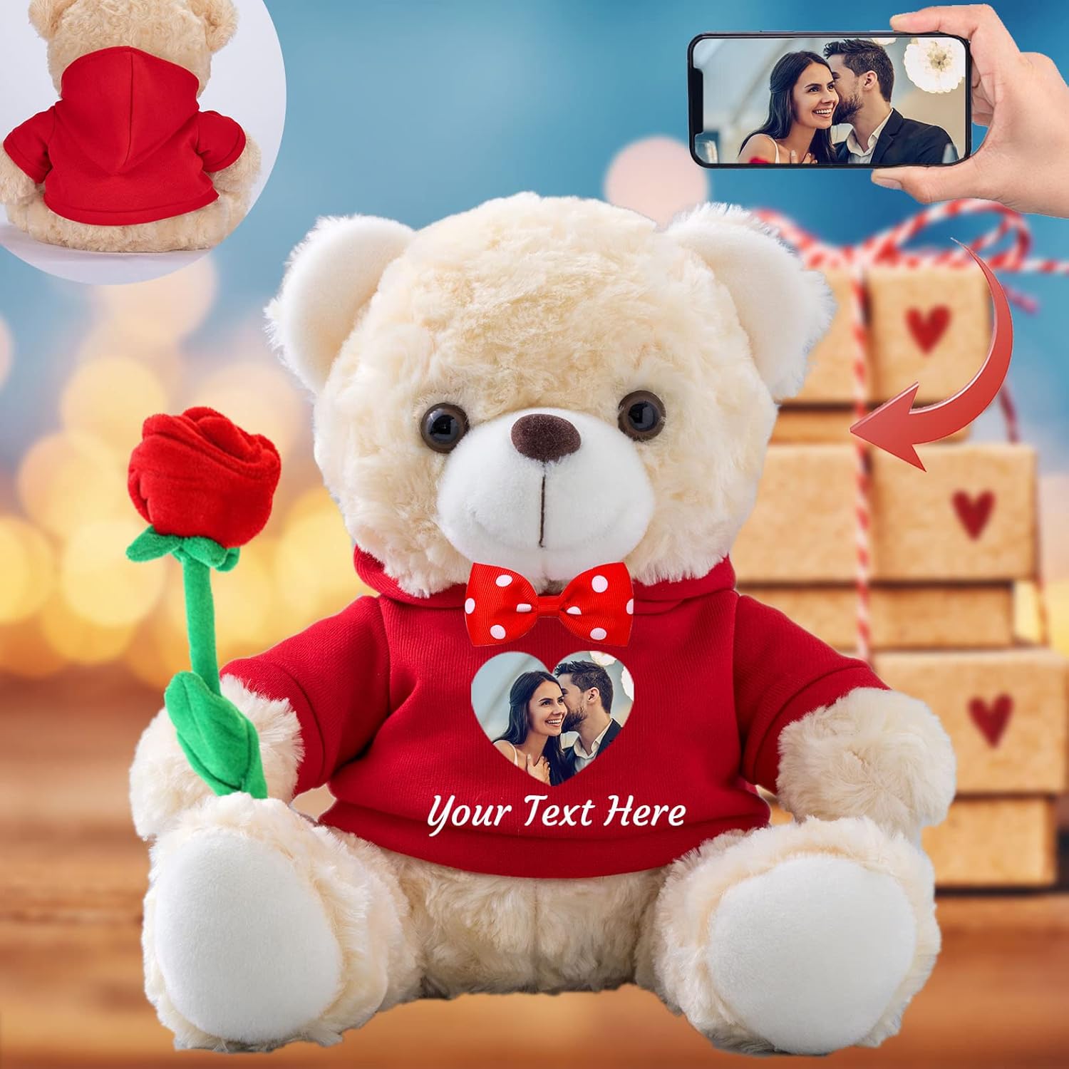 Amazon.com: Valentine Gifts for Him/Her Personalized Teddy Bear with ...