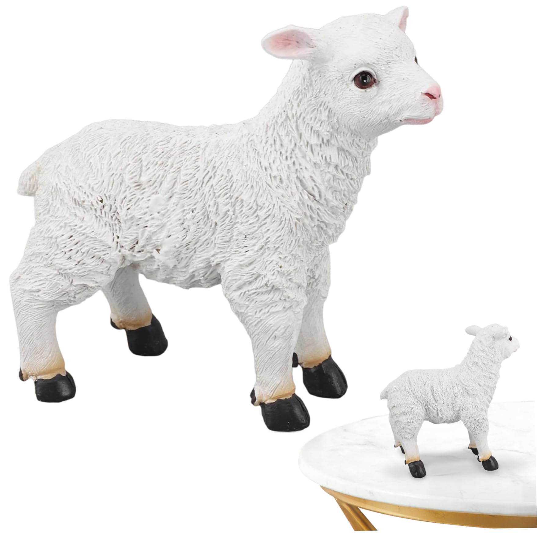 Figurine d'agneau en résine pour aménagement de jardin et extérieur