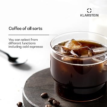 Klarstein SteelPresso Touch Espresso Machine – 20 Bar, 1350W, Stainless Steel, Milk Frother, Touch Display, 1.5L Water Tank, Cappuccino & Latte Maker, Compact Design