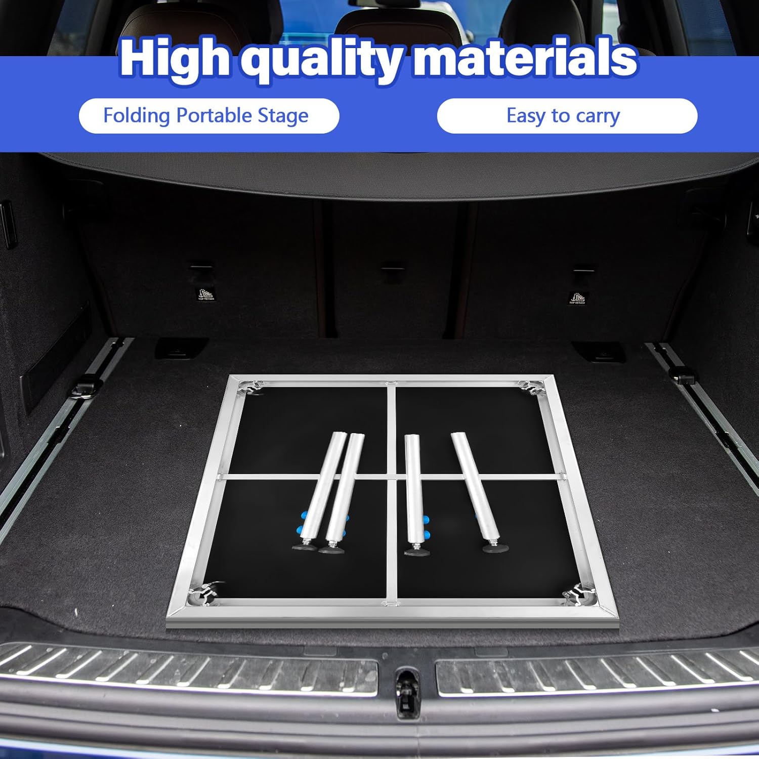 Tandefio Portable Stage with Height Adjustable Riser (24" -40") Platform Modular System Stage Easy to Carry Assemble for Performances at School Auditoriums Concerts Restaurants Bars (1 Pcs,4 x 2 ft) 1 4 x 2 Ft