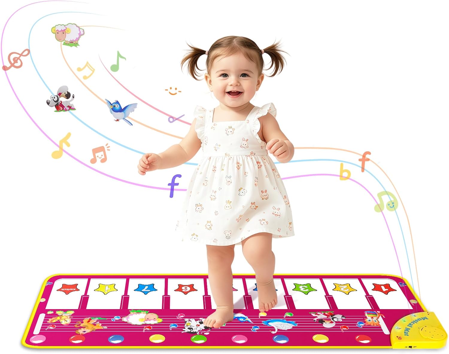 M SANMERSEN Floor Piano Mat, Toddler Toys Musical Mat, Keyboard Floor Play mat 39.5" Electronic Music Animal Touch Play Blanket Funny Xmas Gift Toy for 1 2 3 Year Old