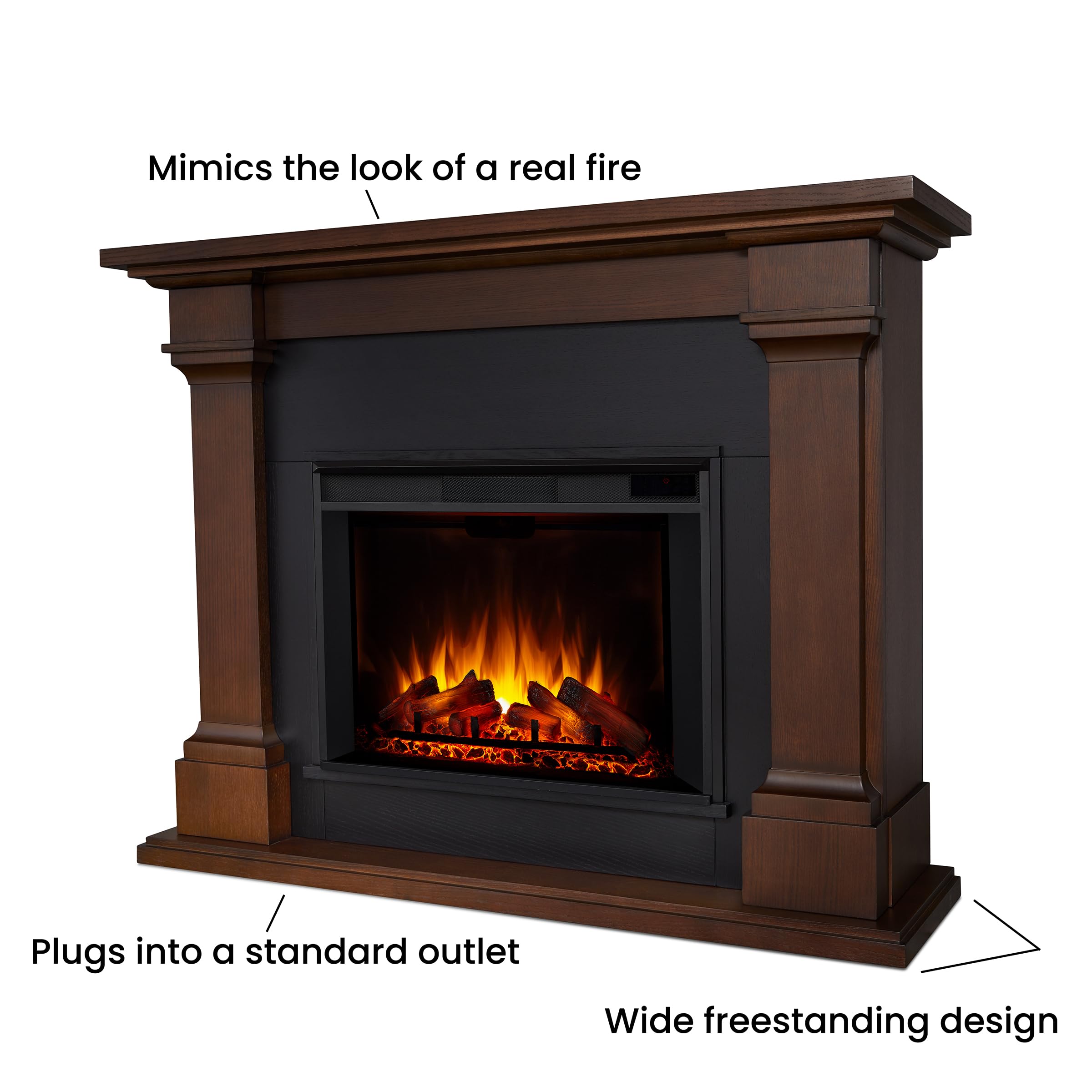 Amazon.com: Callaway 63 Grand Electric Fireplace in Chestnut Oak by Real  Flame : Home u0026 Kitchen