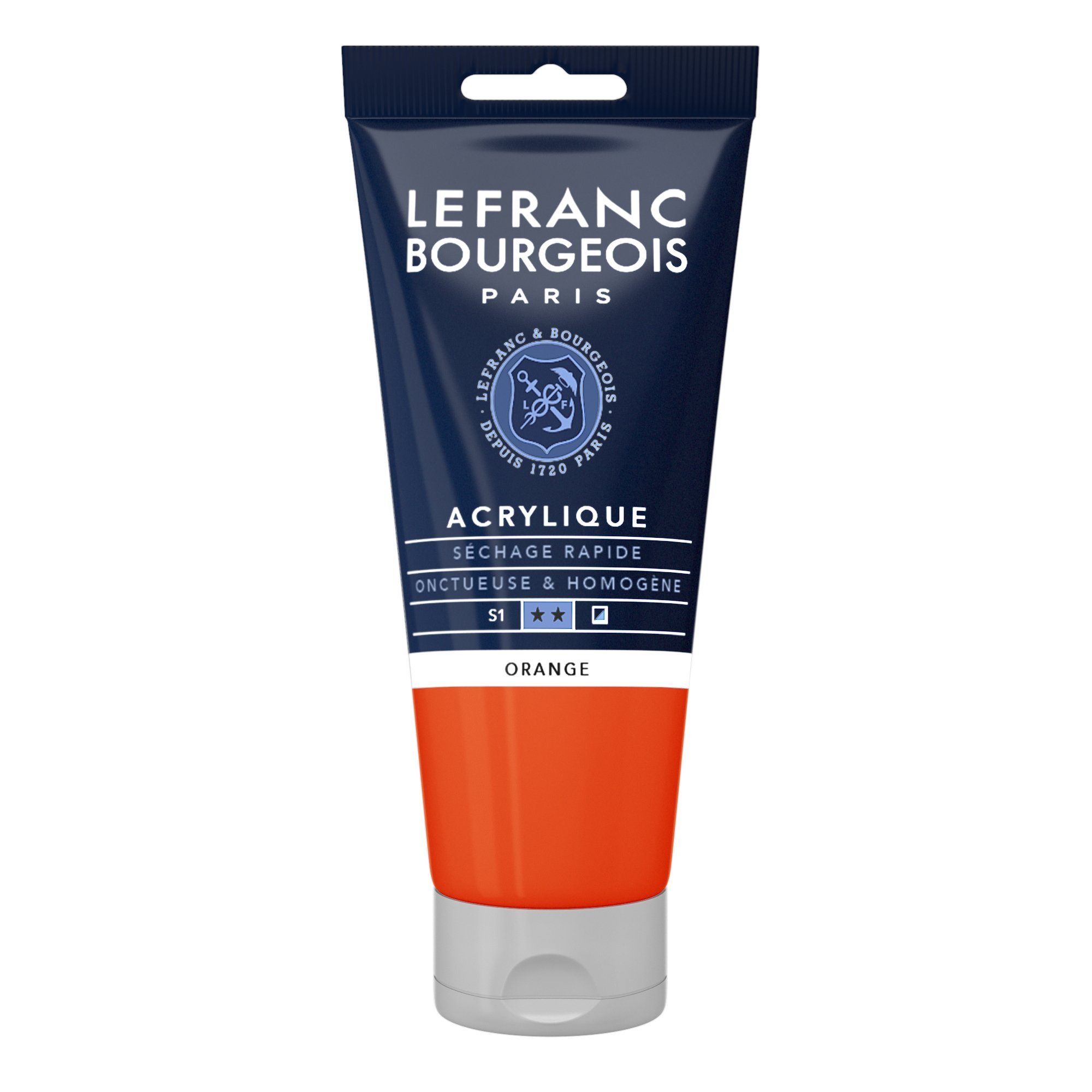 Lefranc & Bourgeois 300403 Fine Aycrl Paint 80ml Tube, Highly Pigmented, Good Coverage, Creamy, Homogeneous Texture Orange