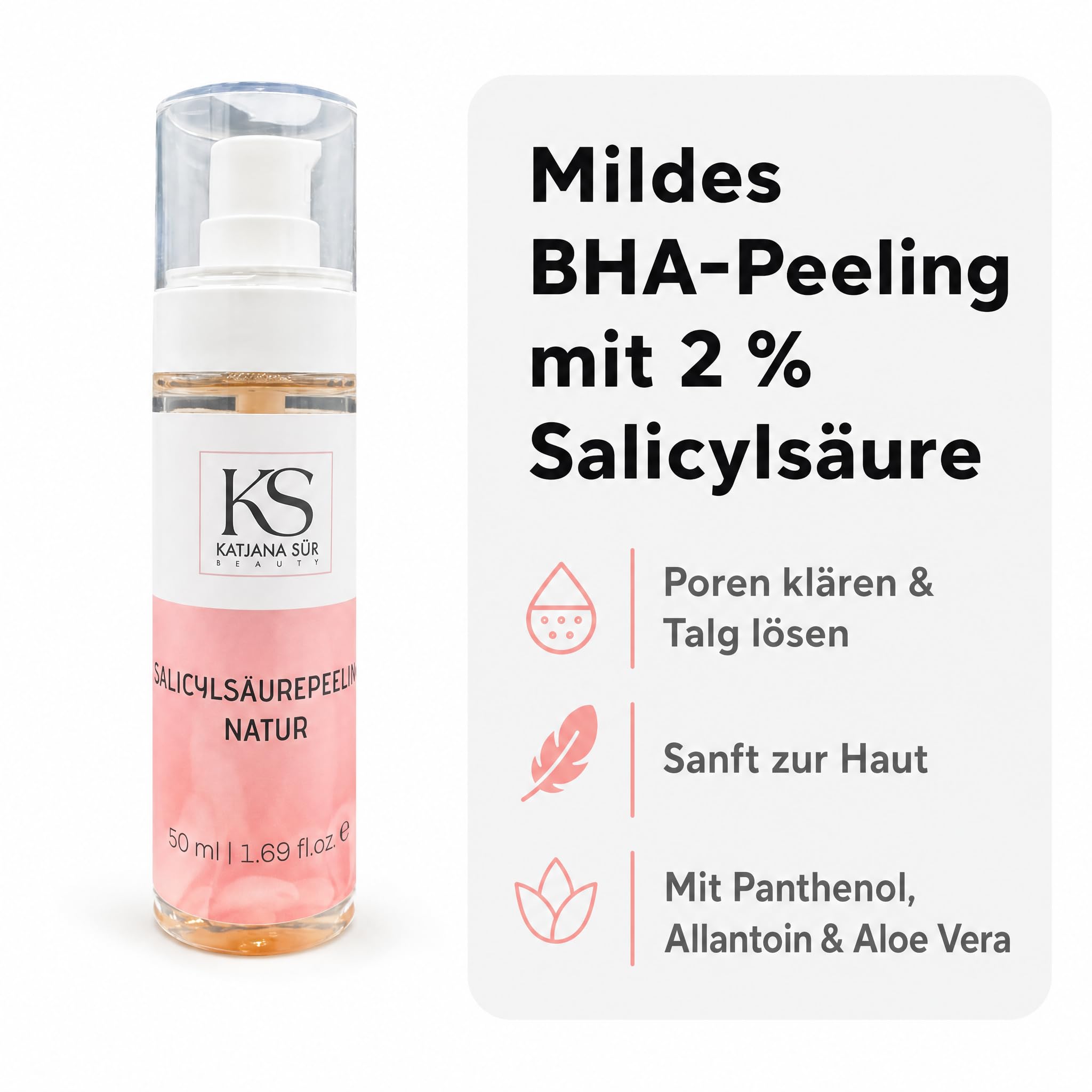 KS Beauty Salicylsäure Gesicht Peeling, 2% BHA, Panthenol, 50 ml