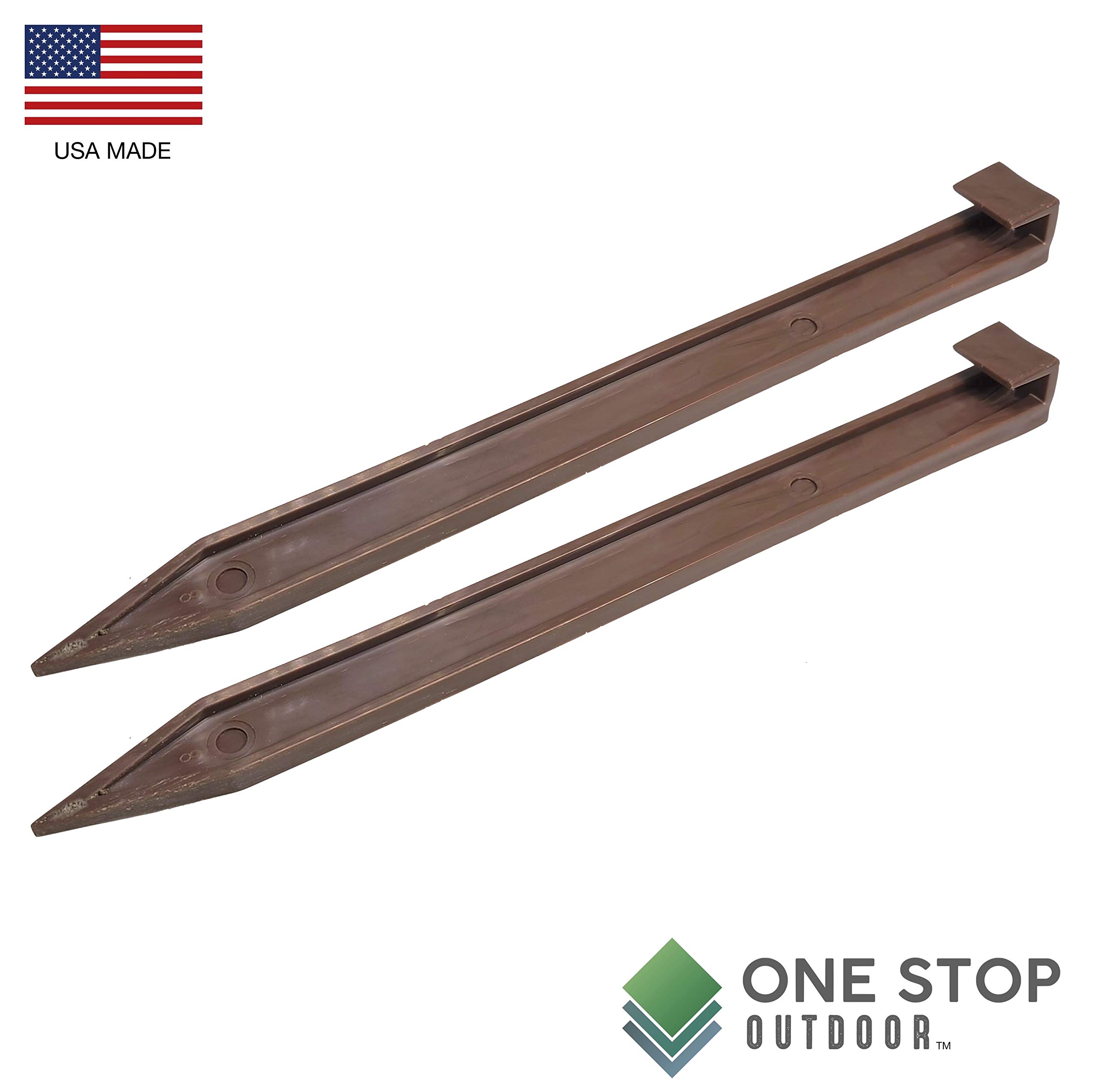 One Stop Outdoor Estacas de plástico para anclaje de bordes de paisaje de nailon marrón, 10 pulgadas de longitud, hechas en Estados Unidos, 50 unidades, se adapta a la mayoría de marcas EasyFlex Dimex