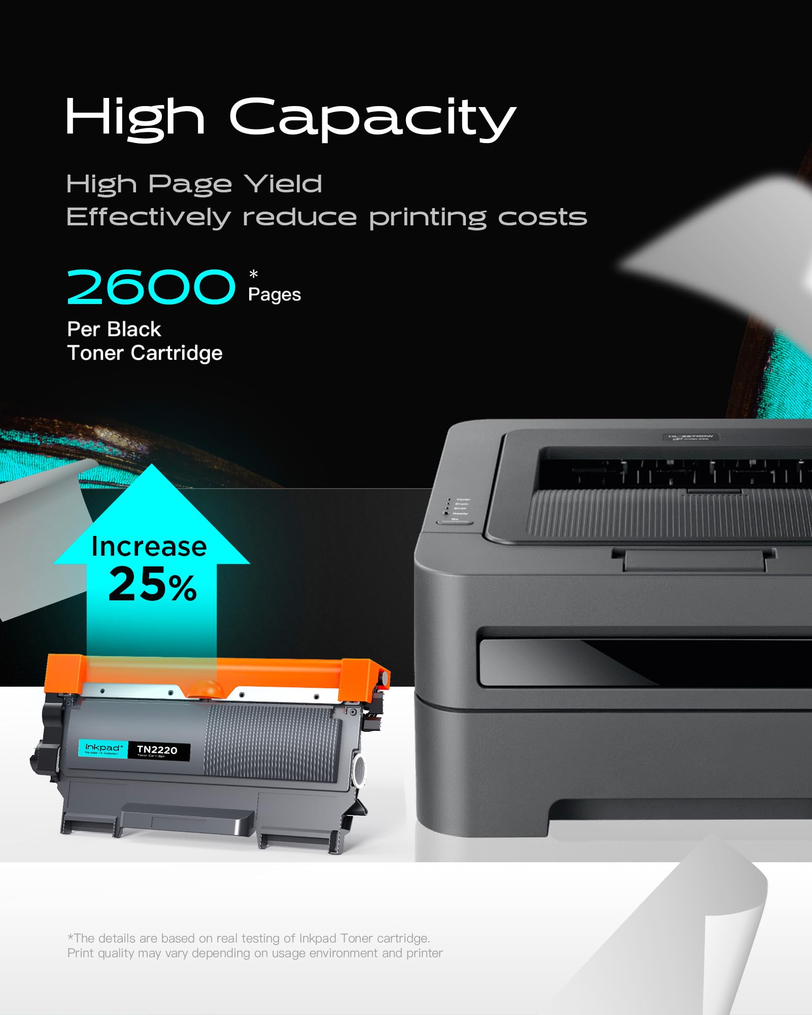 iNKPAD Toner TN2220 TN 2220 compatibile per Brother TN2220 TN-2010 per Brother MFC-7360N MFC-7460DN MFC-7860DW FAX-2840 FAX-2940 HL-2130 HL-2240 HL-2250DN HL-2135W DCP-7055 DCP-7055W (2 nero)