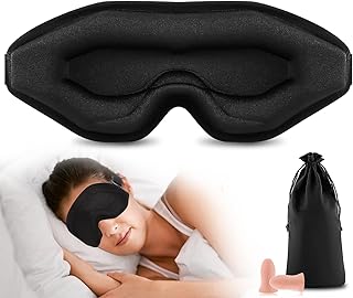 Sleep Mask, Blackout Eye Mask Super Soft Sleeping Mask 3D Drowsy Sleep Mask Zero Eye Pressure Eye Mask with Adjustable Straps, Eye Mask for Sleeping Travel Lunch Breaks Meditation