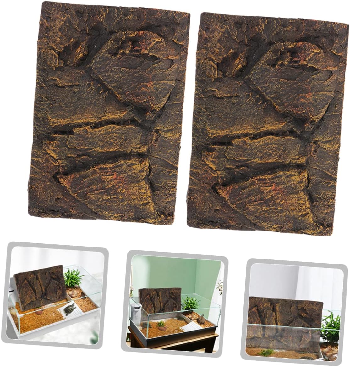 BESPORTBLE Reptile Tank Decor Background 2pcs 3D Landscape Board for Aquarium Easy Placement