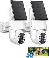 Vista 9 de Cámaras de seguridad 2K inalámbricas para exteriores, cámaras WiFi 5G para seguridad del hogar, cámara exterior PTZ de 360° alimentada por energía