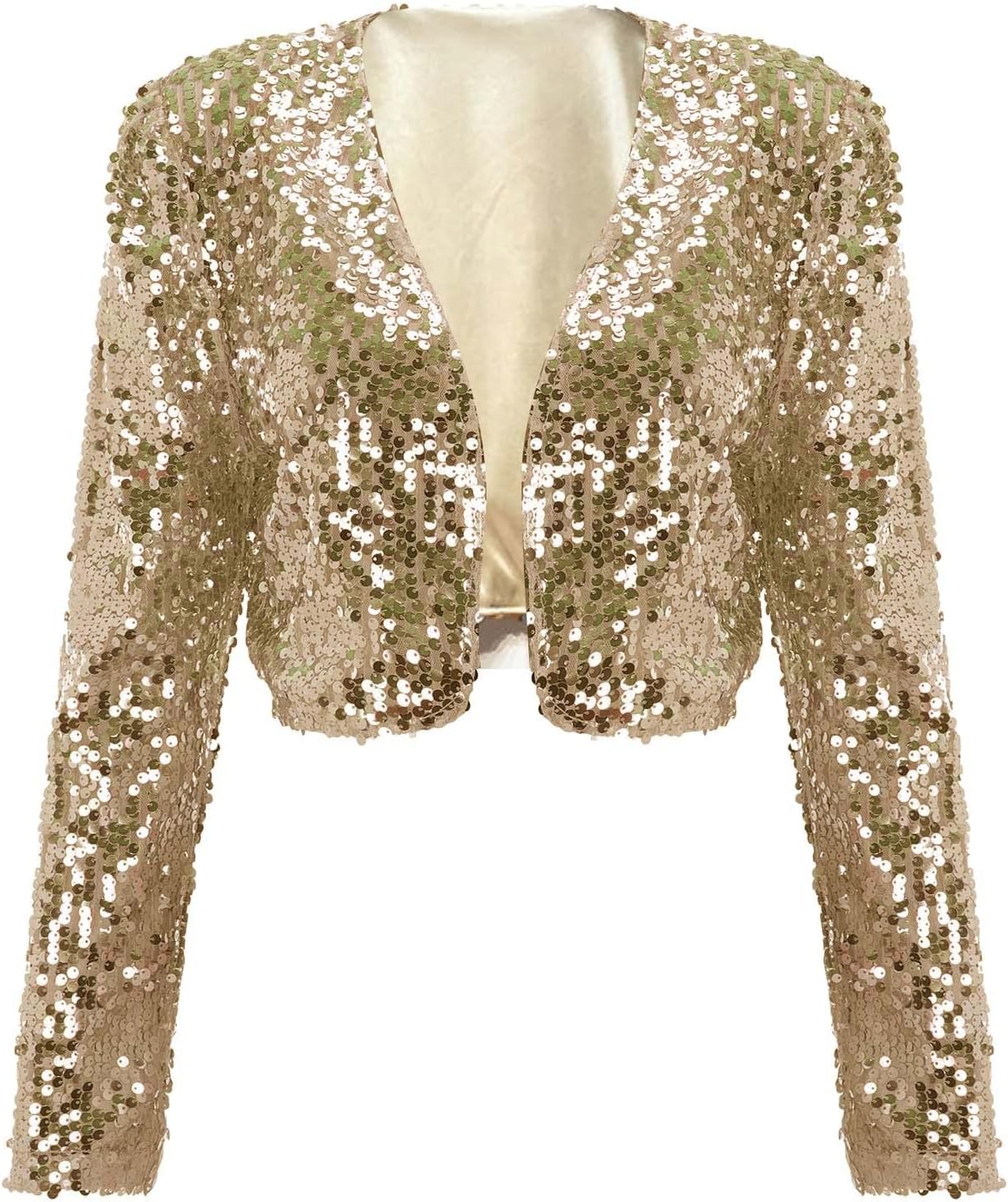 Onsoyours Damen Pailletten Jacke - Glitzer Bolero Mit Reißverschluss - Party Wear