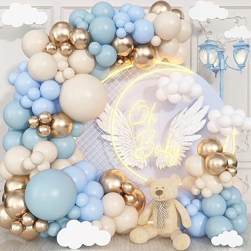 Miniatura 12 de Kit de arco de globos de graduación, 120 piezas de guirnalda de arco de globos de béisbol retro rojo azul marino amarillo blanco arena metálica Azul