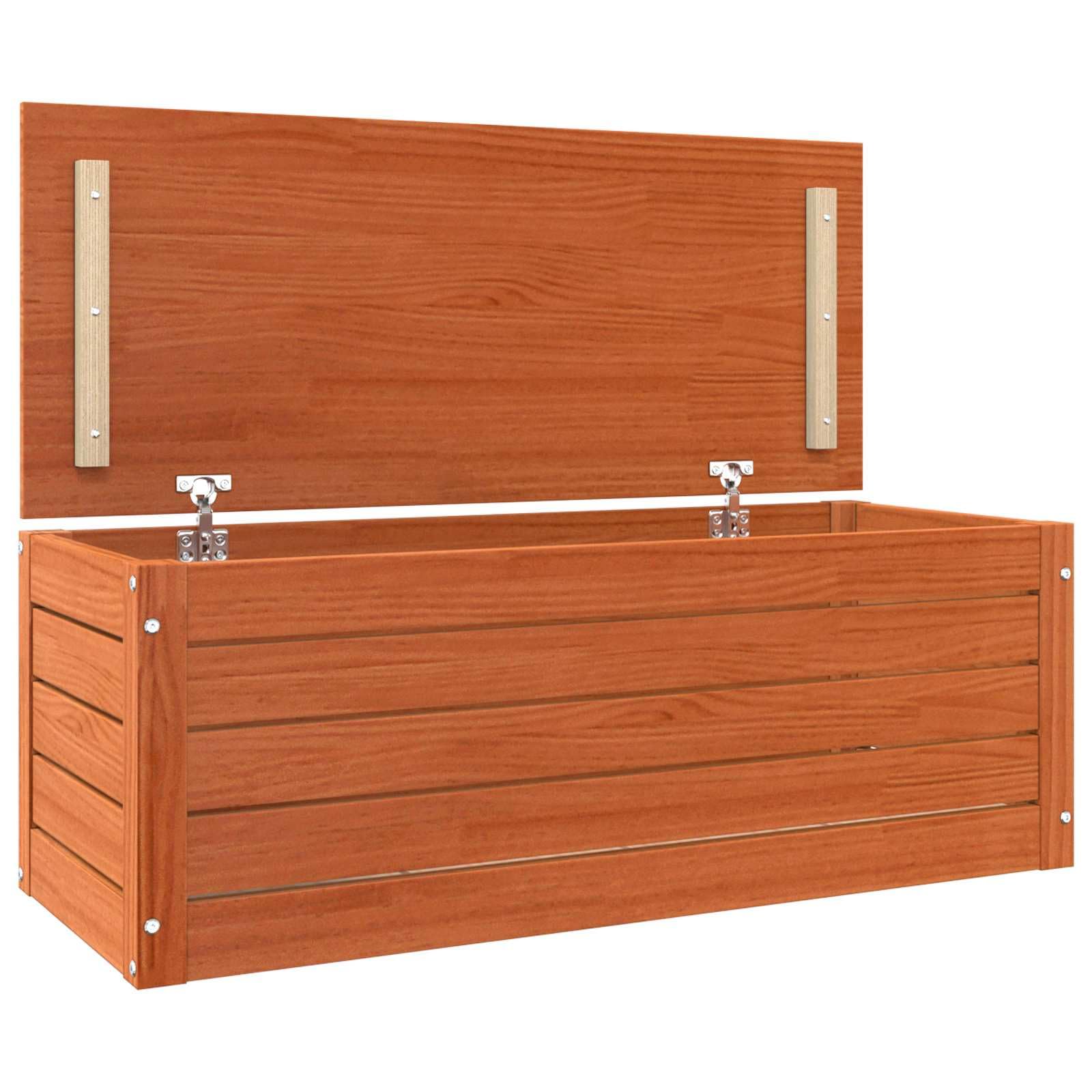 Aufbewahrungsbox aus Massivholz 89x36,5x33 cm Holzkiste mit Tür und Scharnieren robuste Lagerbox Kiefernholz Truhe für Wohnzimmer Flur und Büro Wachsbraun