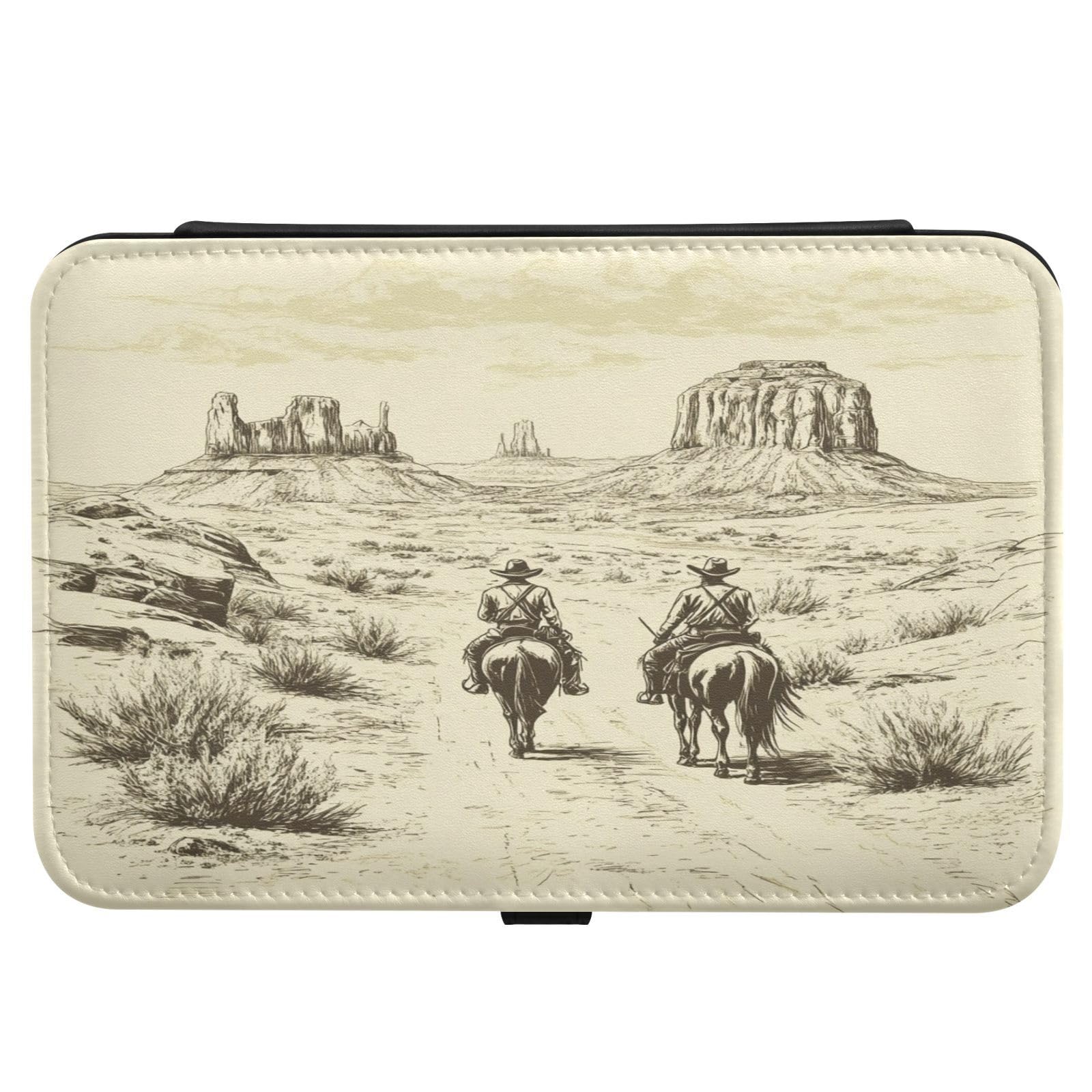 Haskirky Desert Cowboys Jewelry Box Portable PU Leather Travel Jewelry Organize for Women Jewelry Storage Display Holder for Ring, Necklace, Earring