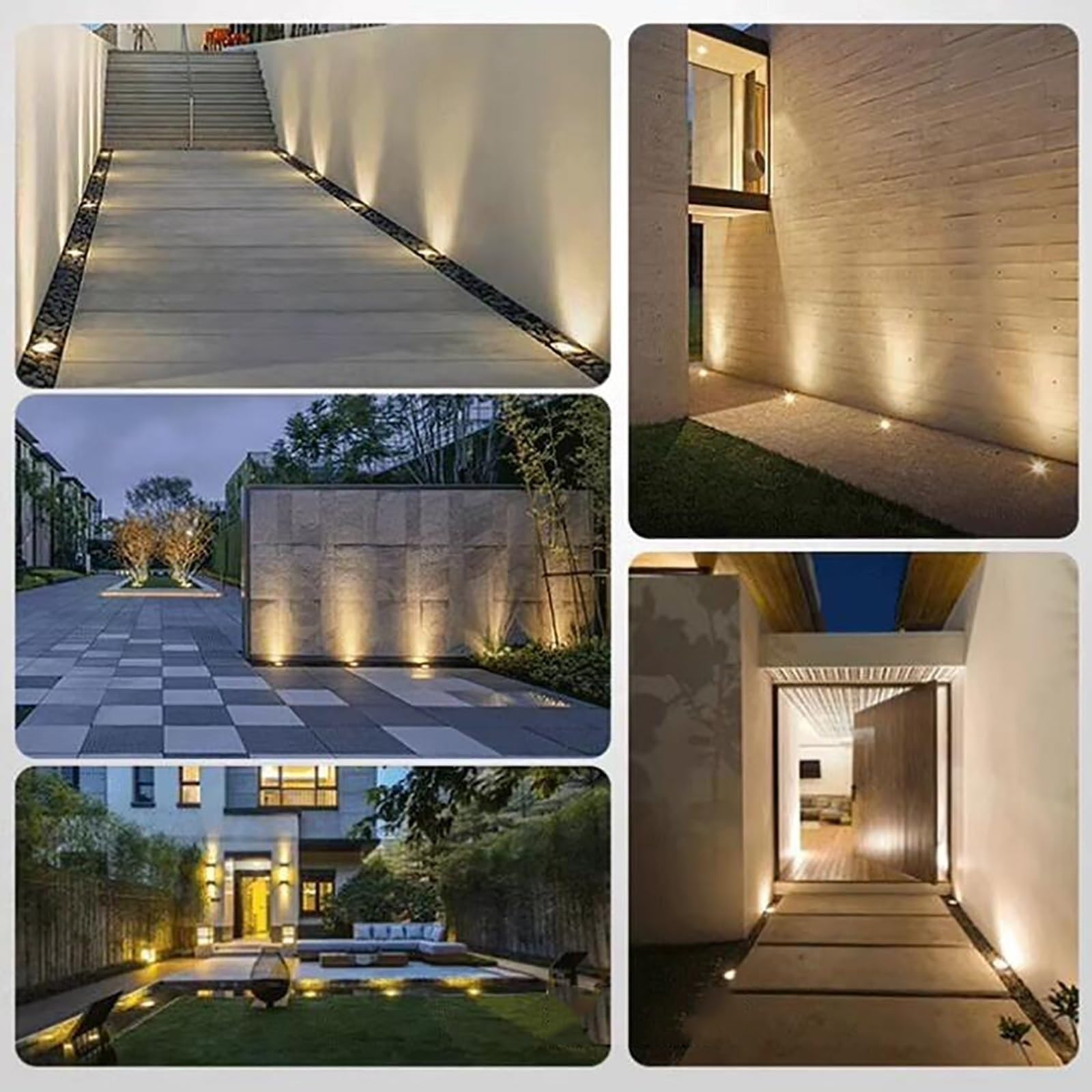 Podtynkowe oświetlenie LED - zintegrowane podziemne źródło światła, reflektor LED 220 V, wodoszczelność IP67, idealne do schodów, podjazdów, budynków i krajobrazu (białe, 12 W)
