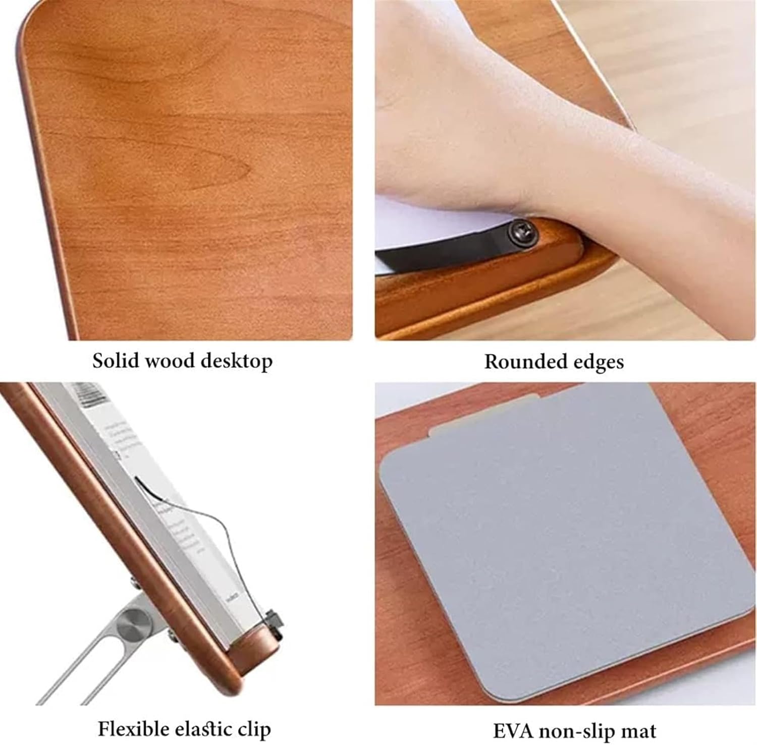 Book Stand for Reading, Adjustable Holder with 360° Rotating Base & Page Clips, Foldable Desktop Ricer for Cookbook,Sheet Music,Laptop,Recipe,Textbook (Natural) (Natural)