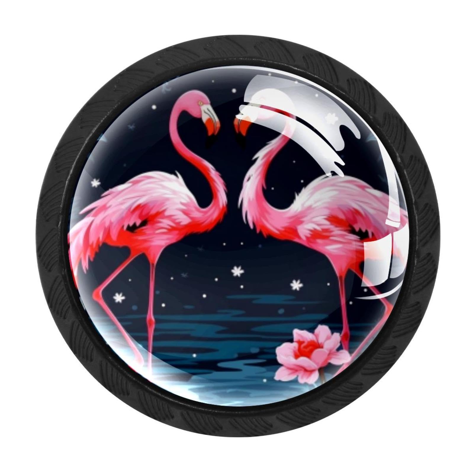 Chenzzzz Multicolored 04 4 Pack Black Flamingo Rainforest Cabinet Pulls With Screws, Kitchen Cabinet Knobs Hardware