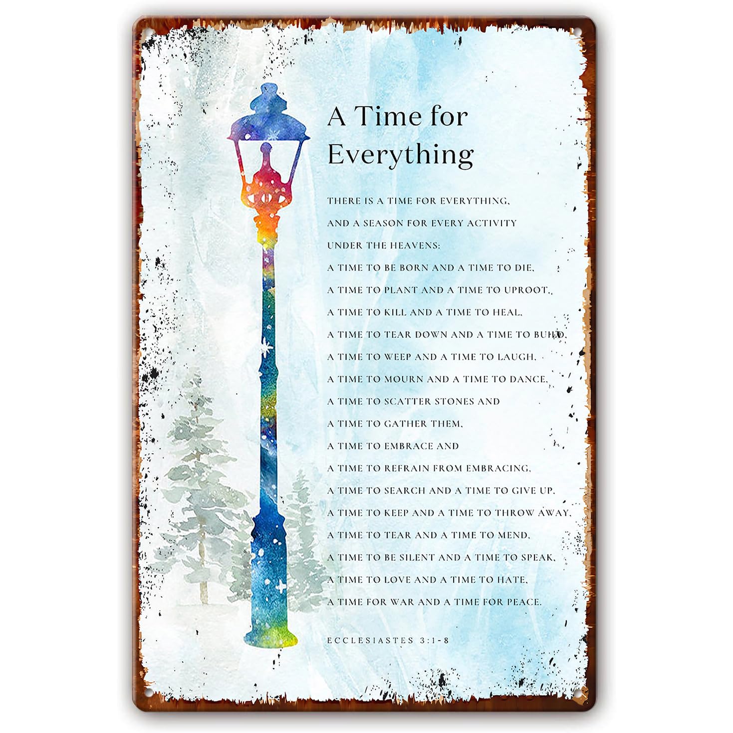 Preeklen Tin Sign 105 Ecclesiastes 3 1 8 Wall Art There Is A Time For Everything Bible Verse Scripture Sign Wall Art Print For Christian Home Decorative Paintings For Living Room 6X8 Inch