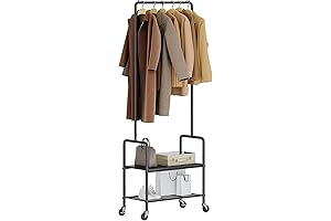 Rolling Clothing Rack - Space-Saving Narrow Garment Hanger Organizer