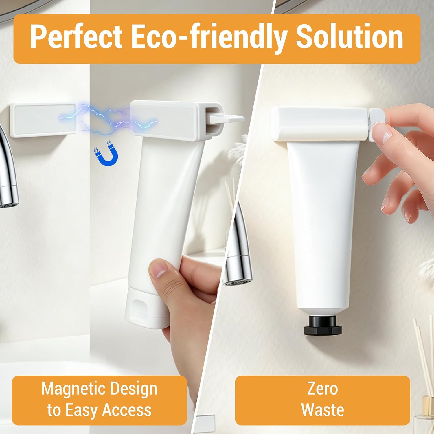 2PCS Toothpaste Tube Squeezer Holder Tool, Side Magnetic image 2