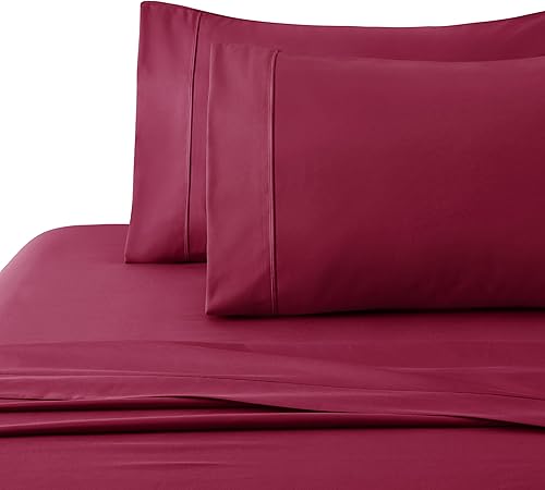 Miniatura 3 de Marina Decoration Juego de sábanas de 600 hilos de algodón percal de fibra larga ultra suave para todas las estaciones, 4 piezas con 2 fundas de