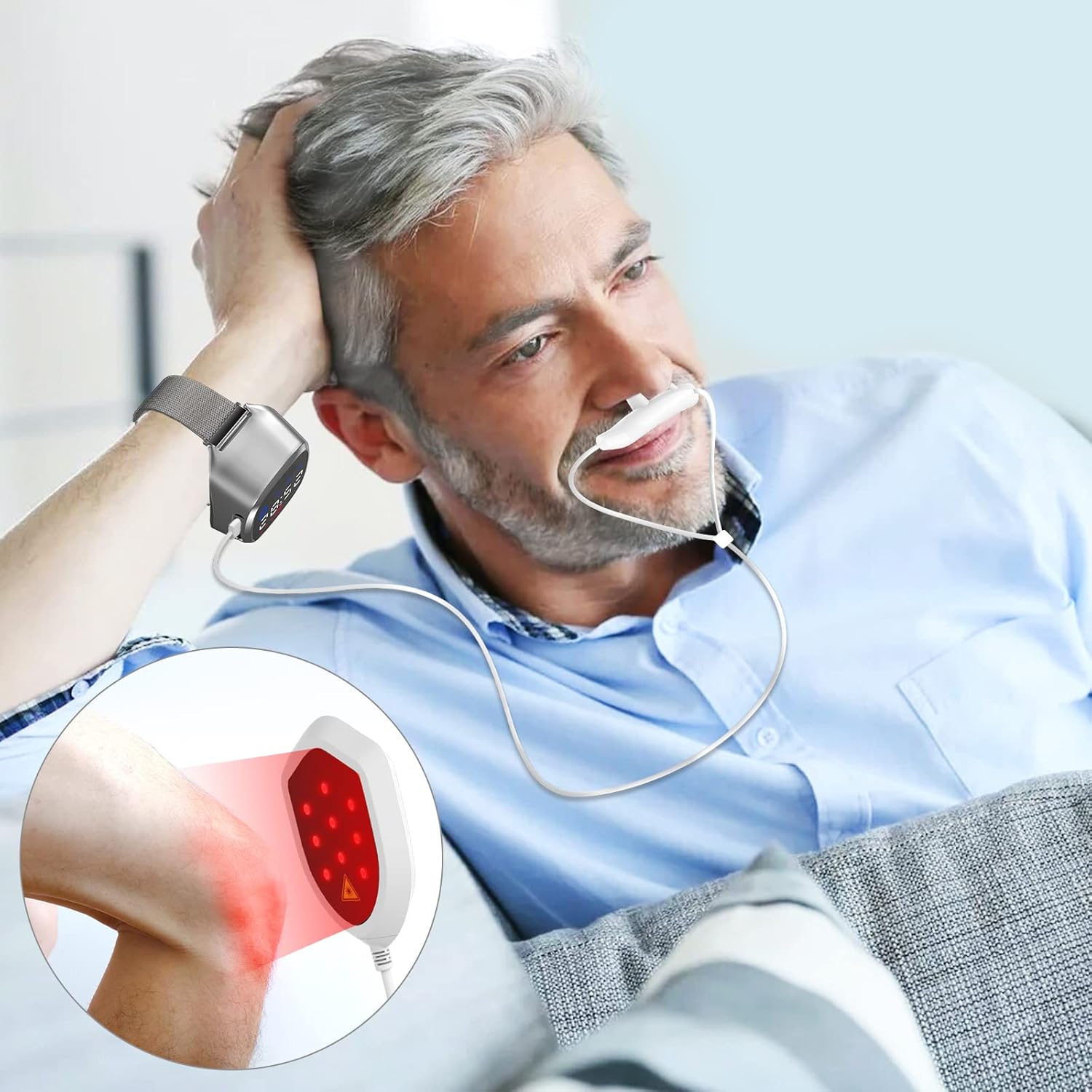 Lower Blood Pressure Naturally, Home Use Blood Pressure Lowering Device with Heart Rate Monitoring, Improve Blood Circulation and Reduce Blood Viscosity, for Hypertensive and Rhinitis
