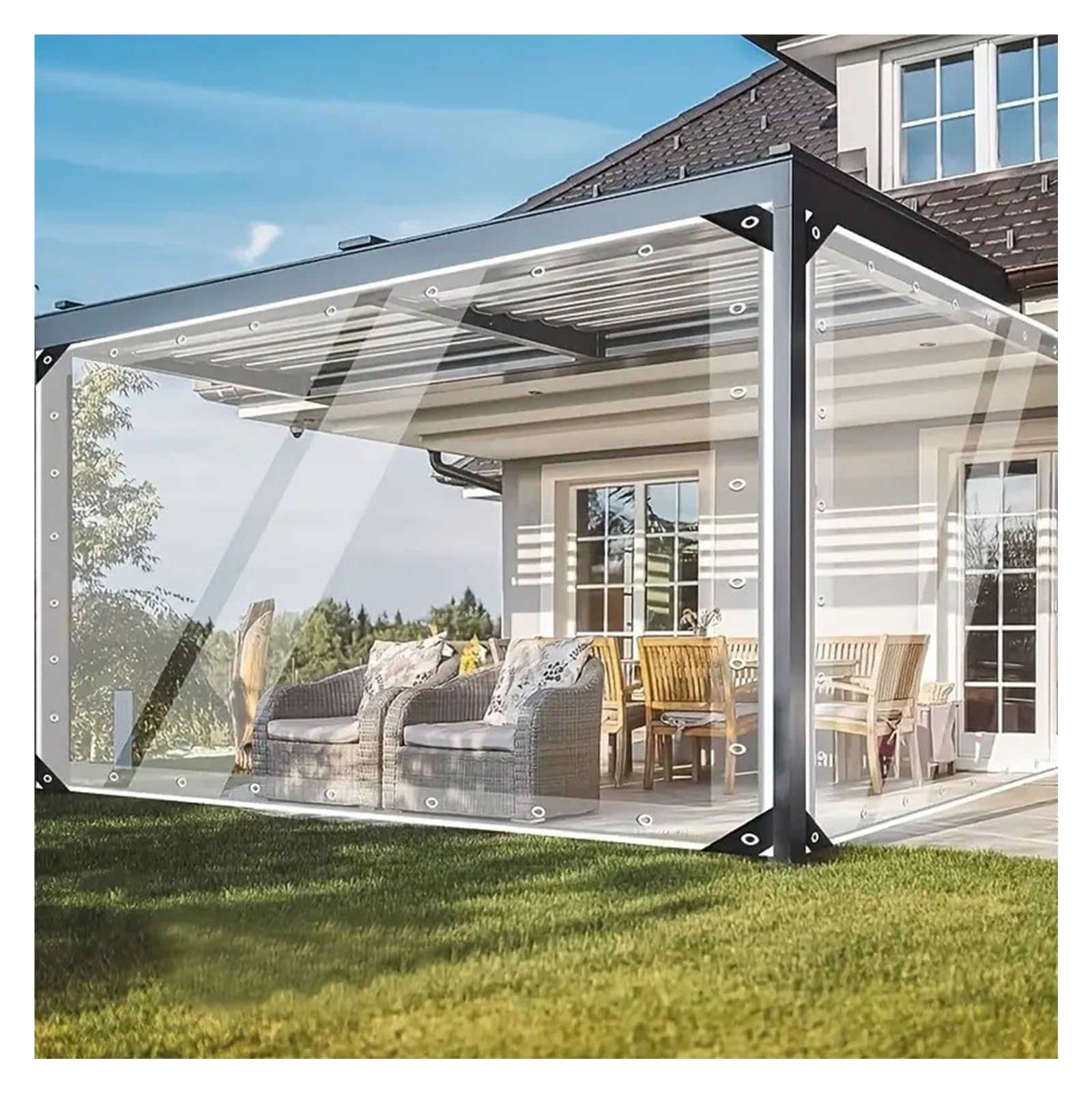 Bâche avec œillets 2x2,5m imperméable et anti-UV pour terrasse et jardin