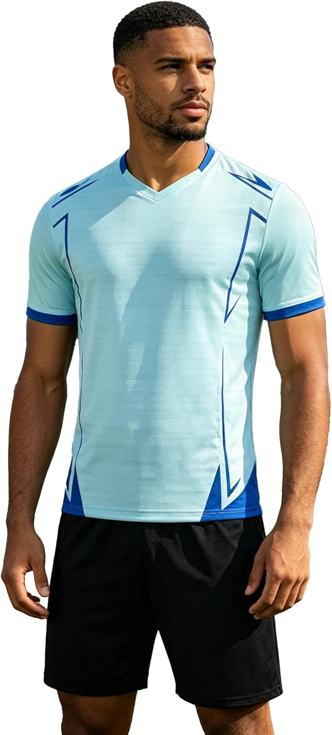 Customizable Soccer Jersey Kit, Quick Dry Breathable Unisex Uniform for Youth & Adults, Team Practice Games School PE
