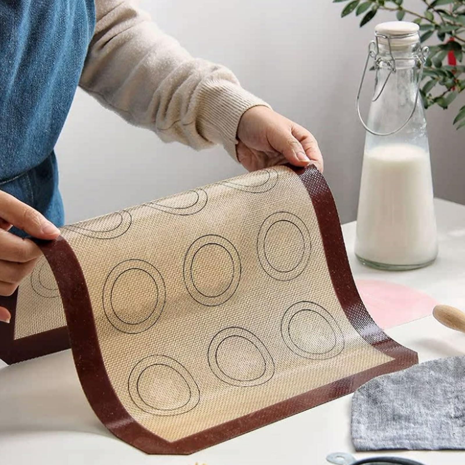 Wiederverwendbar Fiberglas-Silikon-Backmatte, Mehrzweck-Antihaft-Backmatte, wiederverwendbar, dick, leicht zu reinigen Klebt nicht