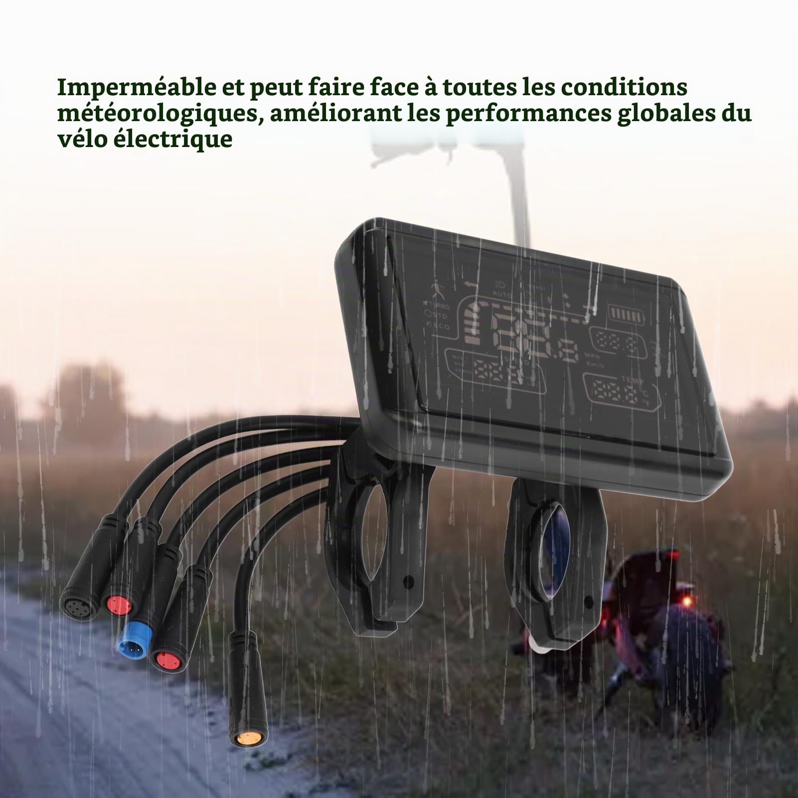 T4 Écran LCD pour vélo électrique avec affichage de la batterie, compteur de vitesse, compteur kilométrique, connecteur étanche, contrôleur pour vélo électrique
