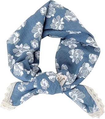 Soft Cotton Like Lace Bandana Headband, Head Wrap, Protective Coverage, Hair Neck Scarf for Women 24 x 24 inch
