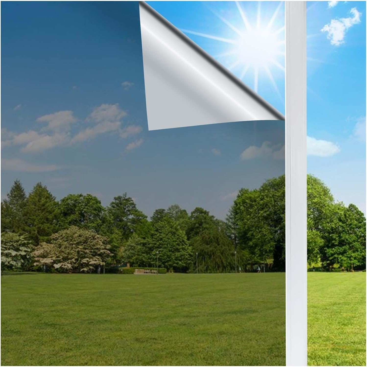 THE WHITE SHOP Solar Film One Way Mirror Film Non Adhesive Static Cling Heat Control Sun Blocking Glare Reduction Window Tint Removable for Home and Office Black (Size : 44.5X200CM)