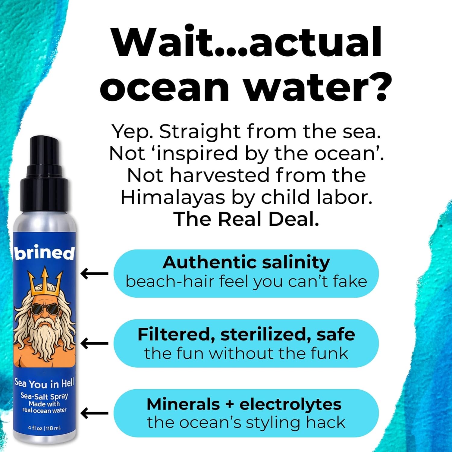 Sea Salt Spray for Hair Men & Women | Real Ocean Water Texturizing Spray | Beach Hair, Waves, Volume & Matte Finish | Aloe, Kelp & Vitamin B5 | Sulfate-Free, Paraben-Free | 4oz - Image 3