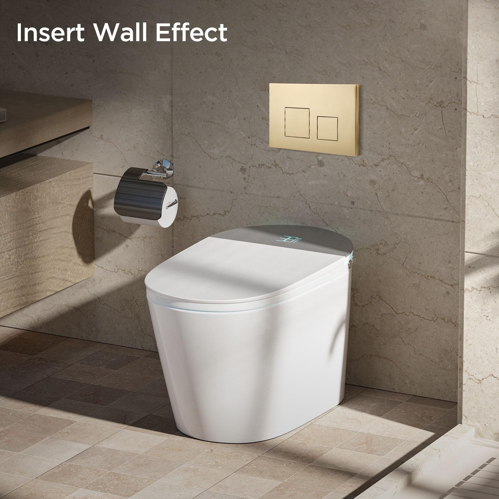 Placca Di Comando Wc,Doppio Scarico,Piastra Di Ricambio Per Pannello Frontale Del Cassetta Wc,Con Set Di Aste Scarico E Telaio Di Fissaggio,Per Geberit Sigma 01,10,20,21,30,50,60,Up320 (Oro opaco)