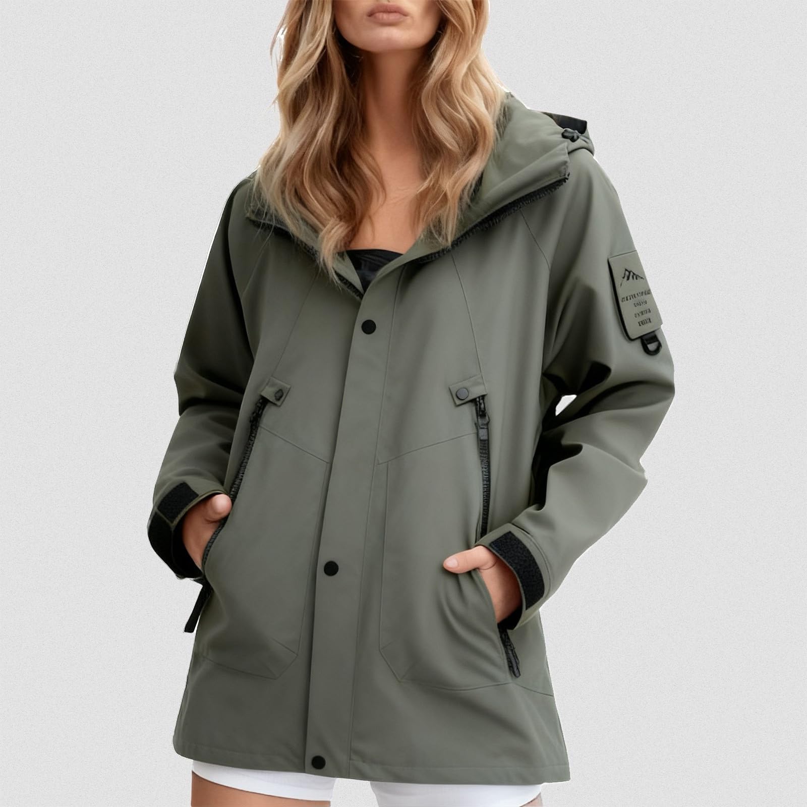 Vestes de pluie pour femmes, veste de pluie légère et coupe-vent, coupe ample, tenue de randonnée avec capuche, grande taille 2026