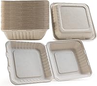 Vista 11 de Green Wave Ovation OV-B093 - Contenedores de alimentos con 3 compartimentos de 9 x 9 x 3 pulgadas, aspecto de mármol, 100% compostable, desechables