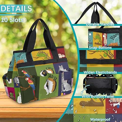 Miniatura 5 de Cute Cartoon Animals Garden Tool Tote Bag for Women Men Gardening Tool Storage Bags with 10 Pockets Standable Garden Home Tool Kits Organizer for