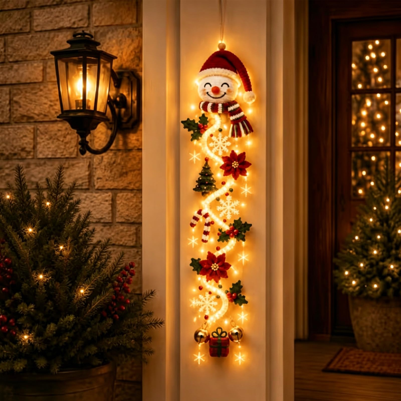 Glowing Christmas Door Hanger, Lighted Christmas Door Hanger (D#)
