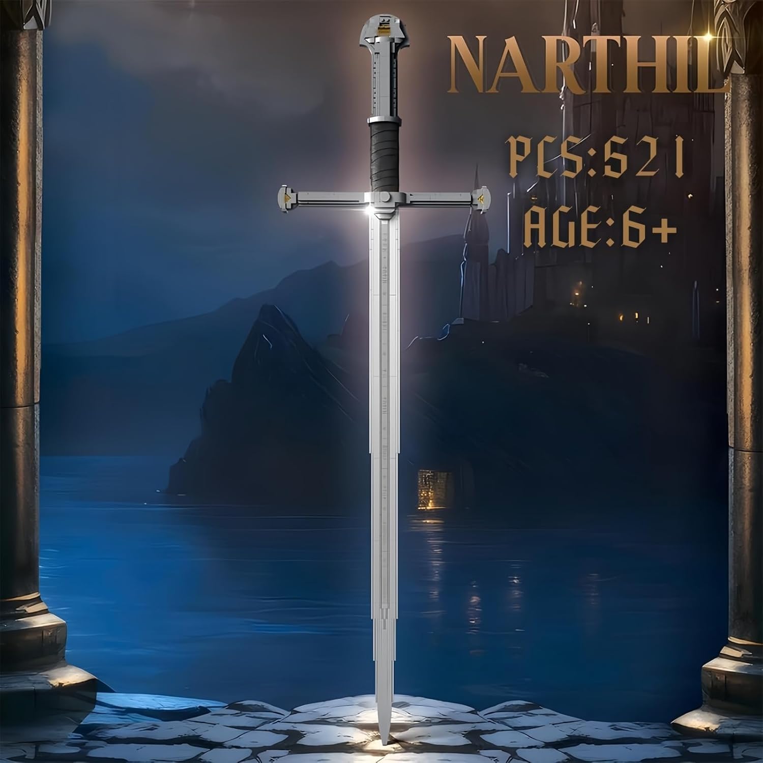 JVAVNE Narsil Sword Building Blocks Set, 521PCS King Sword Building Kit, Collectible Medieval Weapon Building Model - Image 2