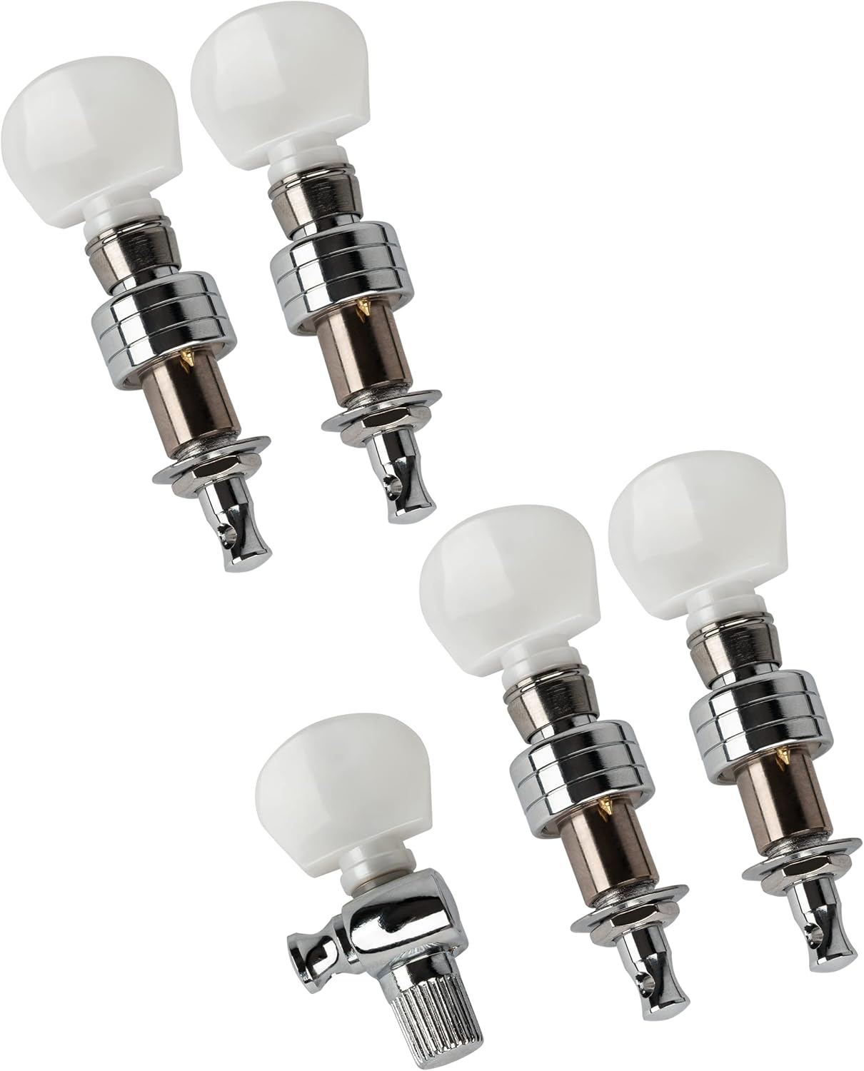 Ortega Guitars Professional 5-String Banjo Friction Tuning Pegs Chrome w/White ABS Buttons (OTMBJDC-CR)