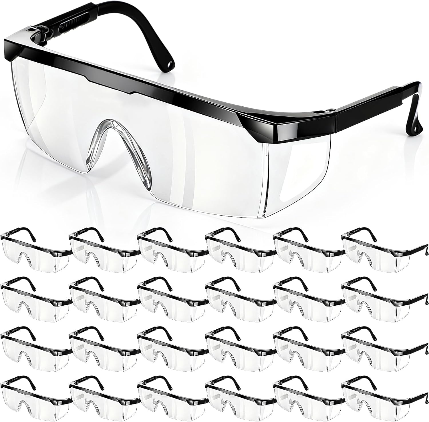 12 Pack Safety Glasses Clear Anti Fog Goggles for Men and Women Over Spec Glasses Protective Eye Wear Industrial Approved Wide Vision