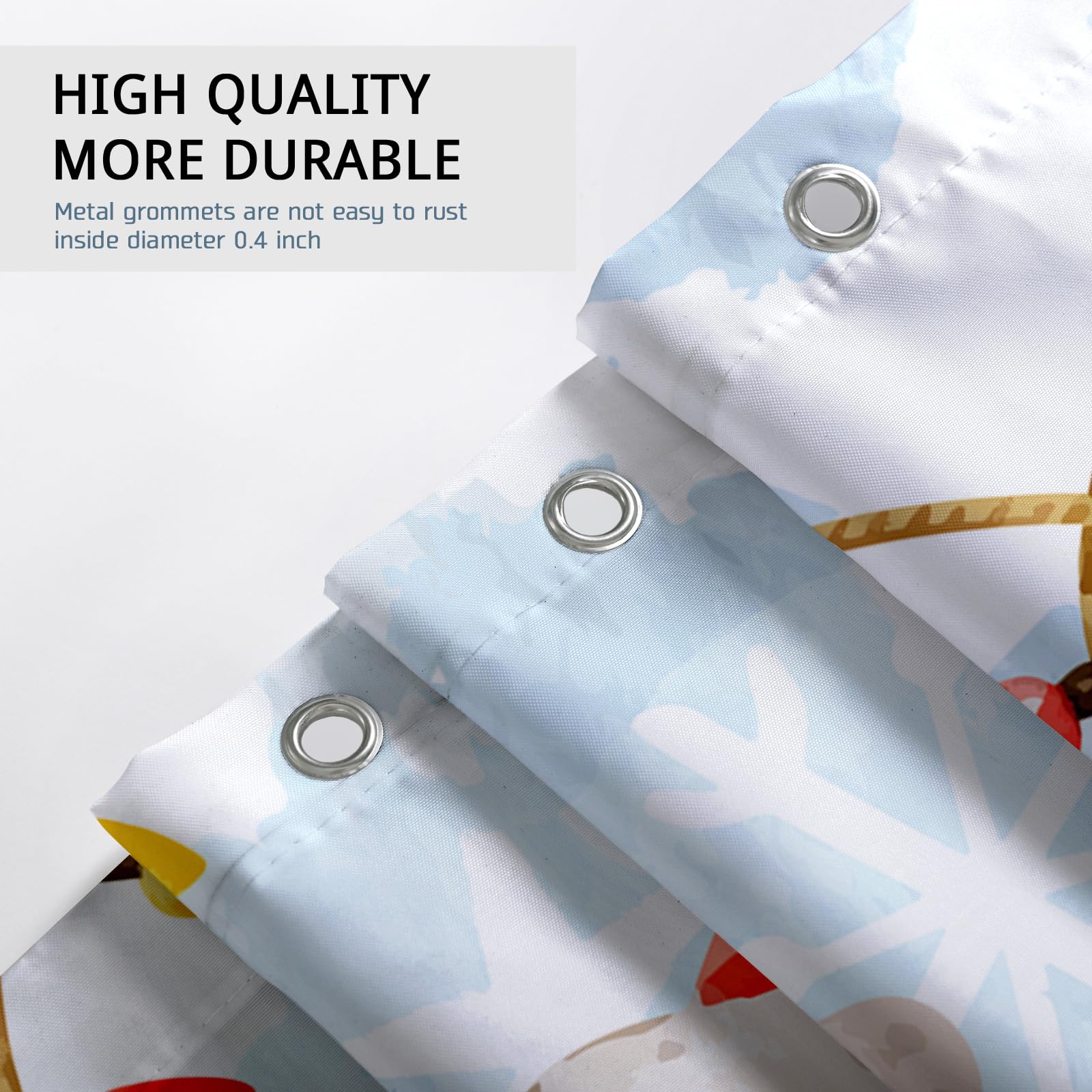Weihnachts-Duschvorhang Mit Zwergen-Design – Wasserdicht, Polyester, 182,9x182,9 Cm, Inkl. 12 Haken, Büffelkaromuster