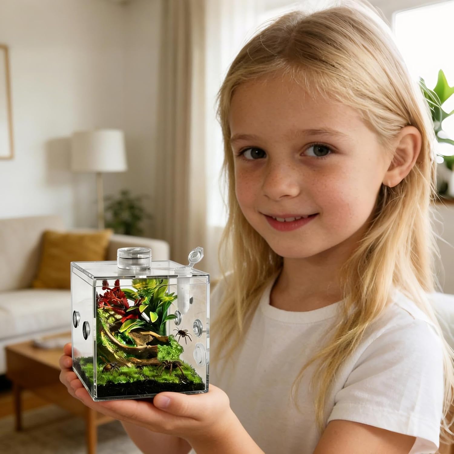 Small Reptile Enclosure | Clear Pet Breeding Box - Praying Mantis Enclosure - for Snail Mantis Lizard Small Animal Praying Home Indoor