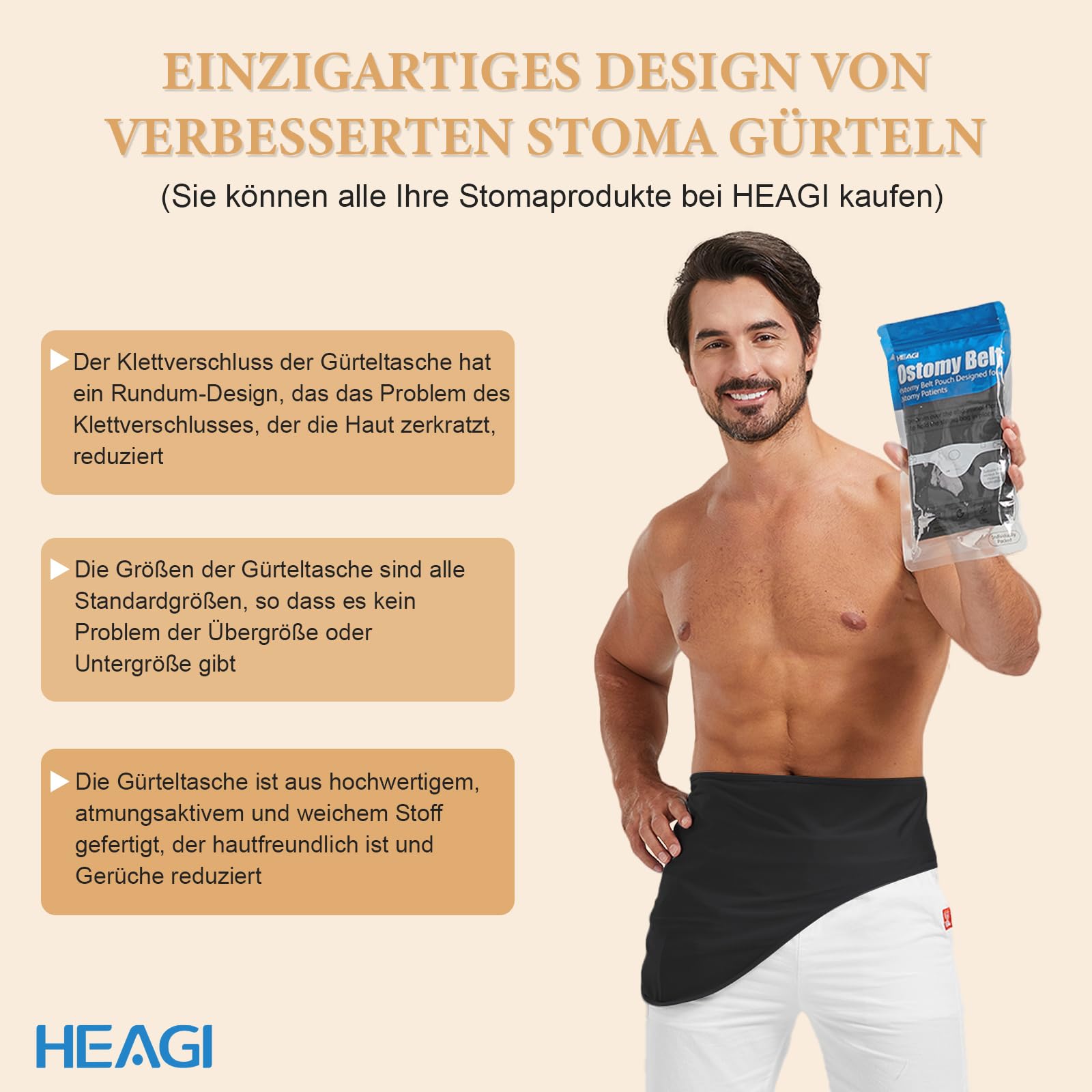 Stoma Gürtel, Stomabeutel, verstellbarer Ostomy Stützgürtel, Ostomy Gürtel für Männer & Frauen, Stoma Zubehör, Innentasche für Ostomy Beutel für Sport & Schwimmen, Größe S (26"-30")