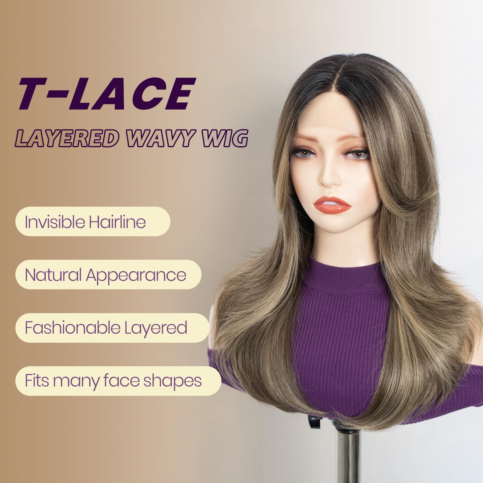FASHION IDOL Wear to Go parrucche in capelli sintetici con frontale in pizzo parrucche in capelli sintetici con ciocche pre-separate e scalate parrucche con onde naturali