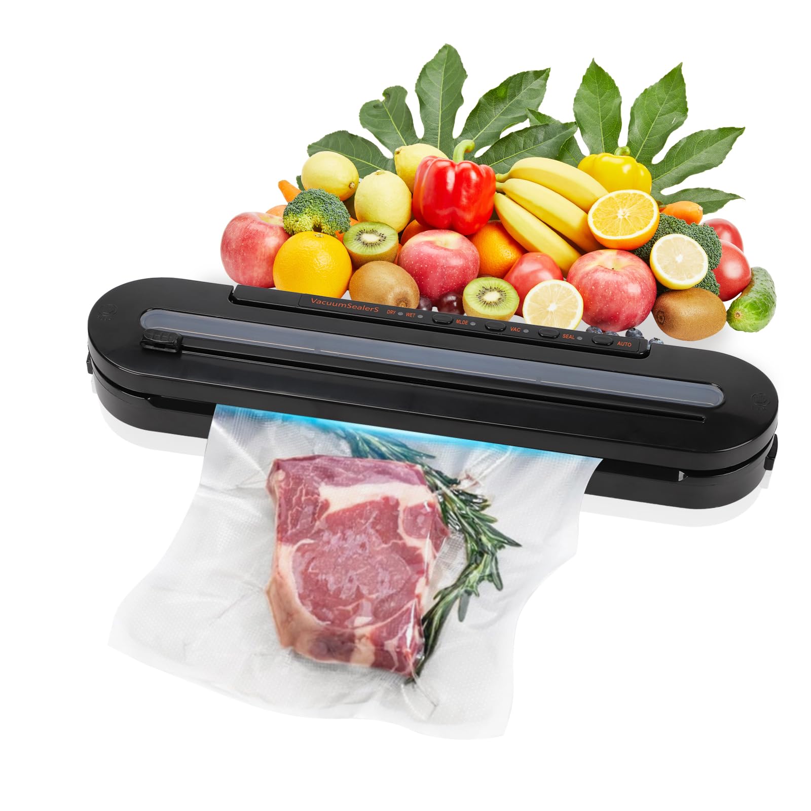 Qivine Envasadora al Vacio Domestica, 5 en 1 Embasadoras Selladora Bolsas de Plastico para Alimentos, Húmedos y Secos Cocina Maquina Envasar al Vacio con Cortador de Película