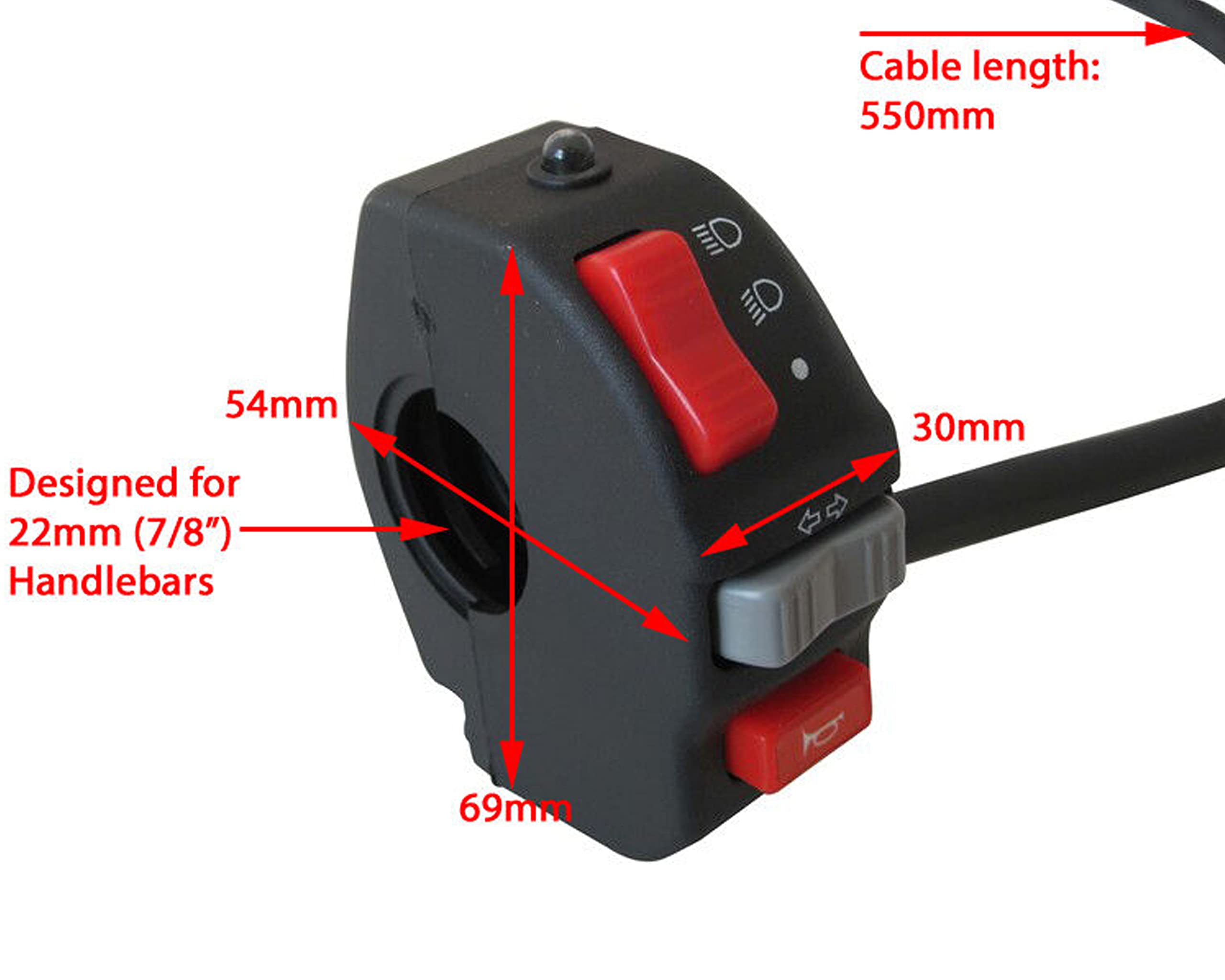 Motocicleta Interruptor Montaje Aparamenta Racimo para Faro, Indicador, Amplificador para 22mm 7/8" Manillares