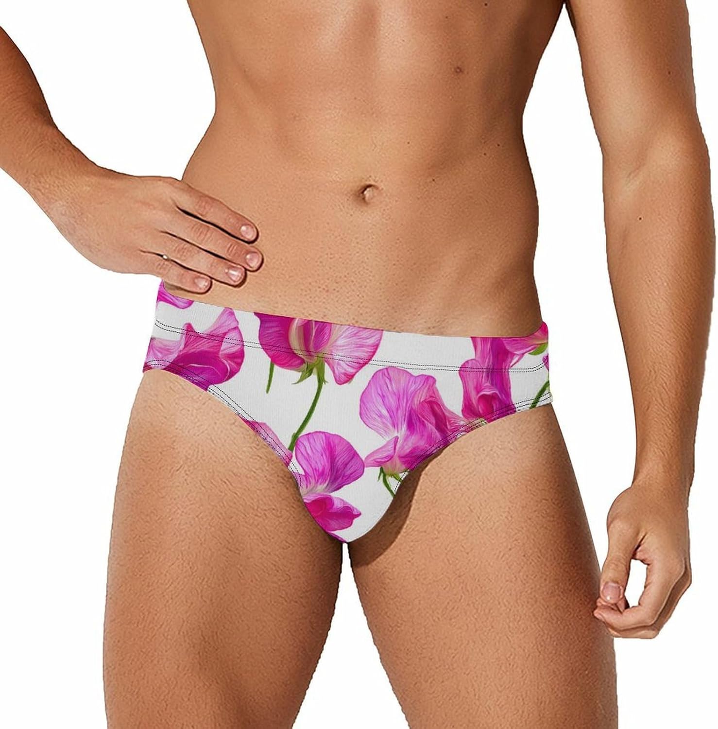 Sweet Pea Flowers Men's Swimwear Bikini Swimming Briefs Stretchy Swimsuits Board Surf Shorts Trunks