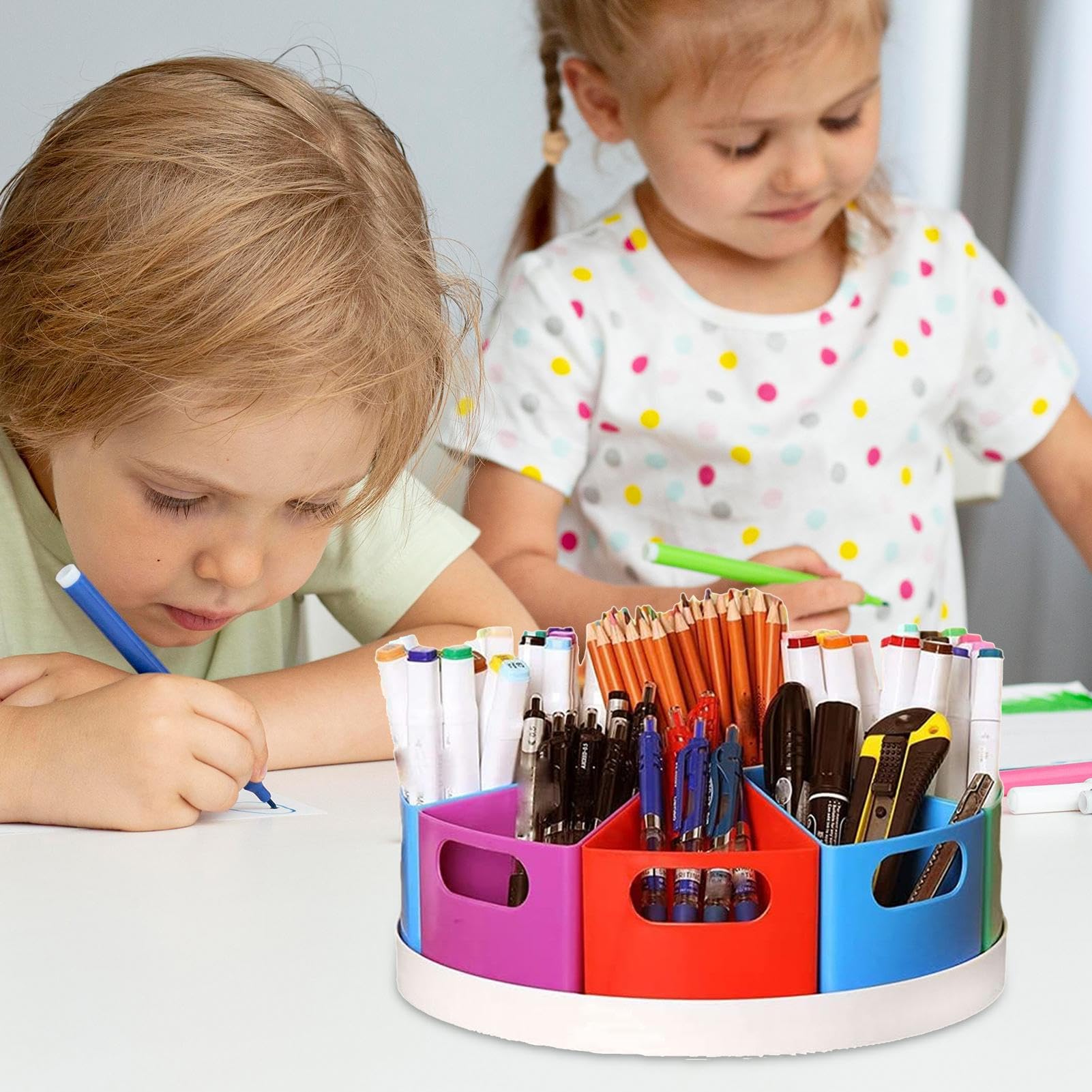 Organizer da scrivania, 9 scomparti, grande capacità, scatola portaoggetti per articoli artistici, supporto da scrivania per casa, scuola, posto di lavoro
